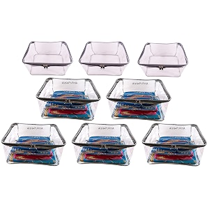 934 height big saree cover or blouse cover or transparent cloth storage bag or transparent saree bag for women silver 934 -combo pack of 8 pieces