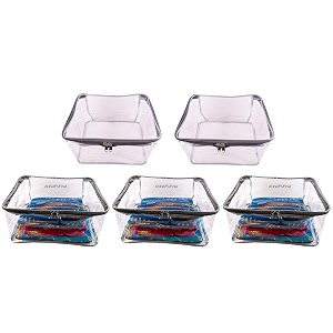 934 height big saree cover or blouse cover or transparent cloth storage bag or transparent saree bag for women silver 934 -combo pack of 5 pieces