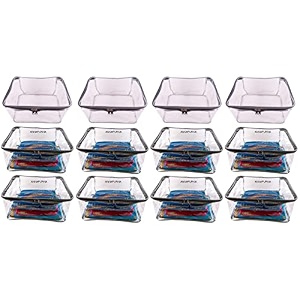 934 height big saree cover or blouse cover or transparent cloth storage bag or transparent saree bag for women silver 934 -combo pack of 12 pieces