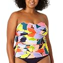 Anne Cole Women's Anne Cole Women's Twist Front Shirred Bandeau Tankini