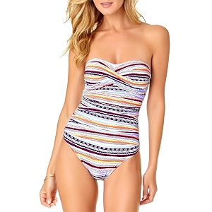 anne cole womens front-shirred bandeau one-piece swimsuit one piece swimsuit