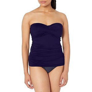 anne cole womens front-shirred bandeau one-piece swimsuit one piece swimsuit