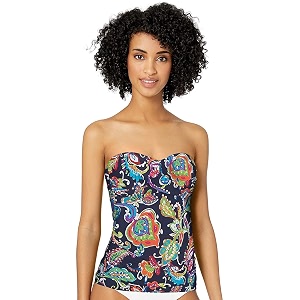 anne cole womens front-shirred bandeau one-piece swimsuit one piece swimsuit