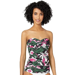 anne cole womens front-shirred bandeau one-piece swimsuit one piece swimsuit