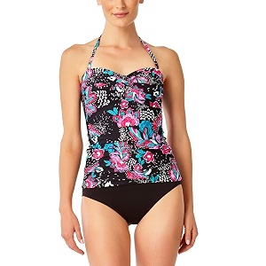 anne cole womens front-shirred bandeau one-piece swimsuit one piece swimsuit