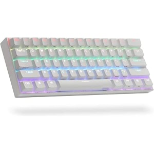 anne pro 2d 60 wiredwireless mechanical keyboard gateron red switchwhite case - full keys programmable - true rgb backlit - tap arrow keys - double shot pbt keycaps - nkro - 1900mah battery