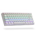 ANNE PRO 2, 60% Wired/Wireless Mechanical Keyboard (Gateron Blue Switch/White Case) - Full Keys Programmable - True RGB Backlit - Tap Arrow Keys - Double Shot PBT Keycaps - NKRO - 1900mAh Battery