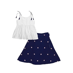 anneca fashion kid39s baby girls silk blend embroidery western crop top and up down skirts clothing set