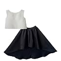ANNECA FASHION kid's baby girls silk blend Embroidery western Crop top and up down skirts clothing set