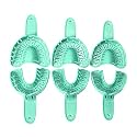 Annhua 3 Sizes Dental Impression Tray for Adults/Children, 6 PCS Perforated Disposable Teeth Impression Trays Upper and Lower (Green)