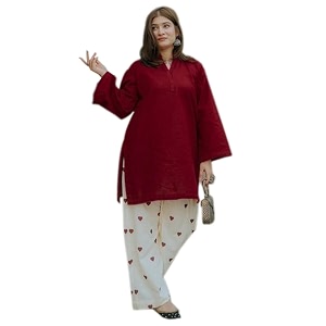 anni designer farshi salwar suit set for women viscose solid  co-ords set for woman  kurta palazzo 2 piece outfit  mandarin neck full sleeve regular fit ethnic dress stylish womens