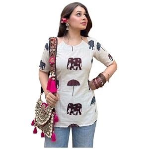 ANNI Designer Short Kurti for Women Viscose
