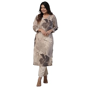 ANNI Designer Womens Chanderi Straight Printed 2Pc