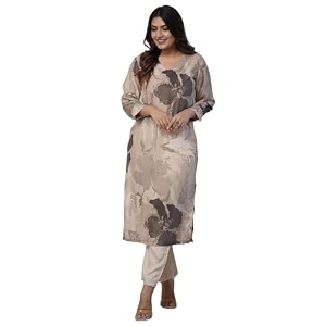 ANNI Designer Womens Chanderi Straight Printed 2Pc