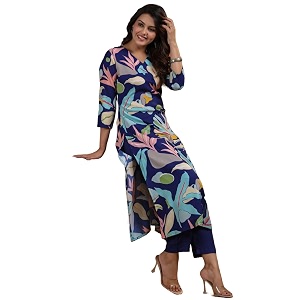ANNI Designer Womens Chanderi Straight Printed 2Pc