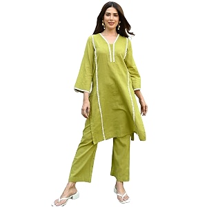 ANNI DESIGNER Womens Cotton Blend Solid Co-Ord