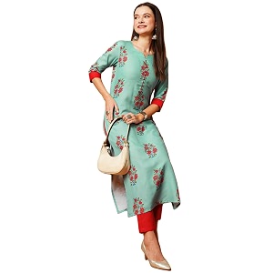 ANNI DESIGNER Womens Cotton Blend Kurta With