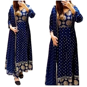 ANNI DESIGNER Womens Cotton Blend Straight Kurta