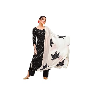 ANNI DESIGNER Womens Rayon Straight Raspberry Handpainted
