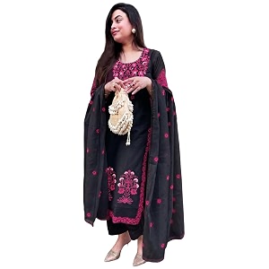 ANNI Designer Womens Rayon Viscose Embroidered Straight