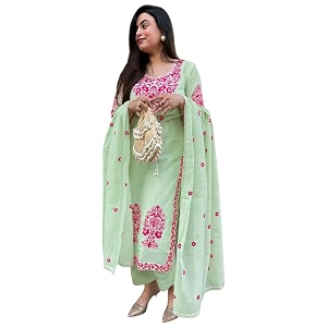 ANNI Designer Womens Rayon Viscose Embroidered Straight