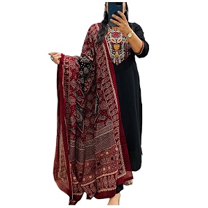 ANNI Designer Womens Rayon Viscose Embroidered Straight