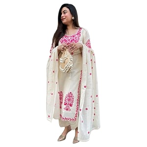 ANNI Designer Womens Rayon Viscose Embroidered Straight