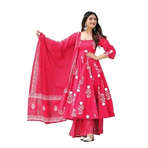 ANNI Designer Womens Rayon Blend Anarkali Printed