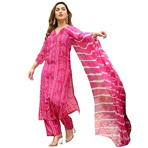 ANNI Designer Womens Rayon Blend Straight Bandhej