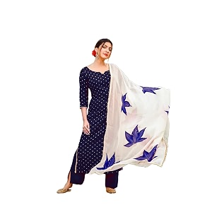 ANNI DESIGNER Womens Rayon Straight Raspberry Handpainted