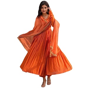 ANNI Designer Womens Rayon Viscose Anarkali Solid