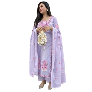 ANNI Designer Womens Rayon Viscose Embroidered Straight