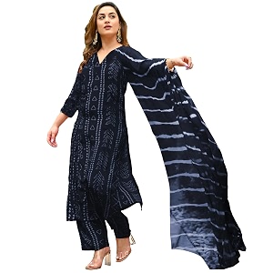 ANNI Designer Womens Rayon Blend Straight Bandhej