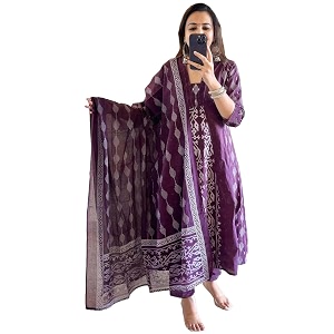 ANNI Designer Womens Rayon Viscose Printed Anarkali