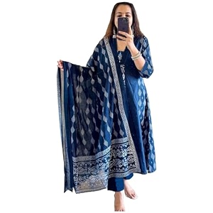ANNI Designer Womens Rayon Viscose Printed Anarkali