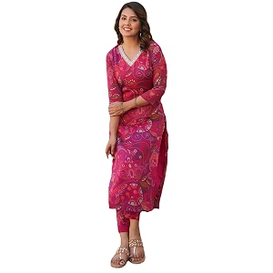 ANNI DESIGNER Womens Rayon Blend Straight Printed