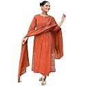 ANNI Designer Women's Rayon Viscose Anarkali Printed Kurta with Pant & Dupatta