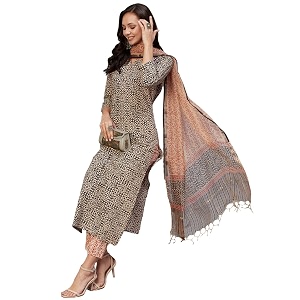 anni designer women cotton blend kurta pant with dupatta