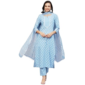 anni designer women cotton blend kurta pant with dupatta