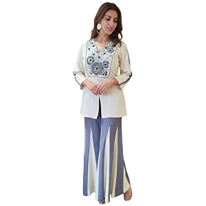 ANNI Designer Womens Cotton Embroidered Co-ord Set