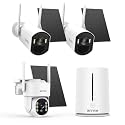 ANNKE Solar Wireless Security 4CH +2 Bullet Cam-Kit,64GB Memory Card with 9000mA Battery WiFi Camera,4MP,5MP Surveillance Home System,Color Night Vision,Spotlight Smart Alarm, PIR&Human Detection