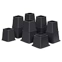 ANNKUT Bed Risers 8 inch Heavy Duty,Elevation in Heights 3, 5, 8 Inch，Adjustable Furniture Risers for Chair Table and Desk Legs Lifting (6 Pack,Black)