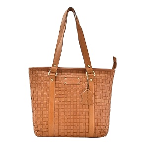 leather weaved shoulder-bag with double strap for women