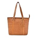 Leather Weaved Shoulder-Bag With Double Strap For Women