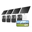 Anona 4K Solar Security Cameras Wireless Outdoor 24/7 AOV Recording, 4 Pack