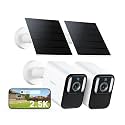 Anona Lucio 2.5K Security Camera Outdoor Battery Wireless with Solar Powered, Color Night Vision &amp; 138° FOV, Multi-Object Detection, No Hub Needed, Two-Way Audio, IP67, 2 Pack