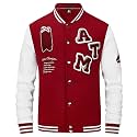ANOTWENER Men39s Varsity Jacket Vintage Baseball Button
