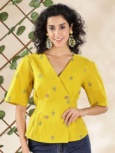 ANOUK Casual Printed Women Yellow Top