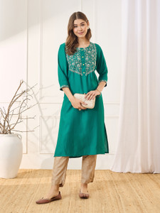 ANOUK Women Embroidered Straight Kurta