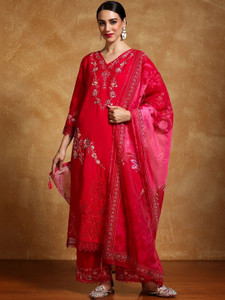 ANOUK Women Pure Cotton Kurta Palazzo Dupatta